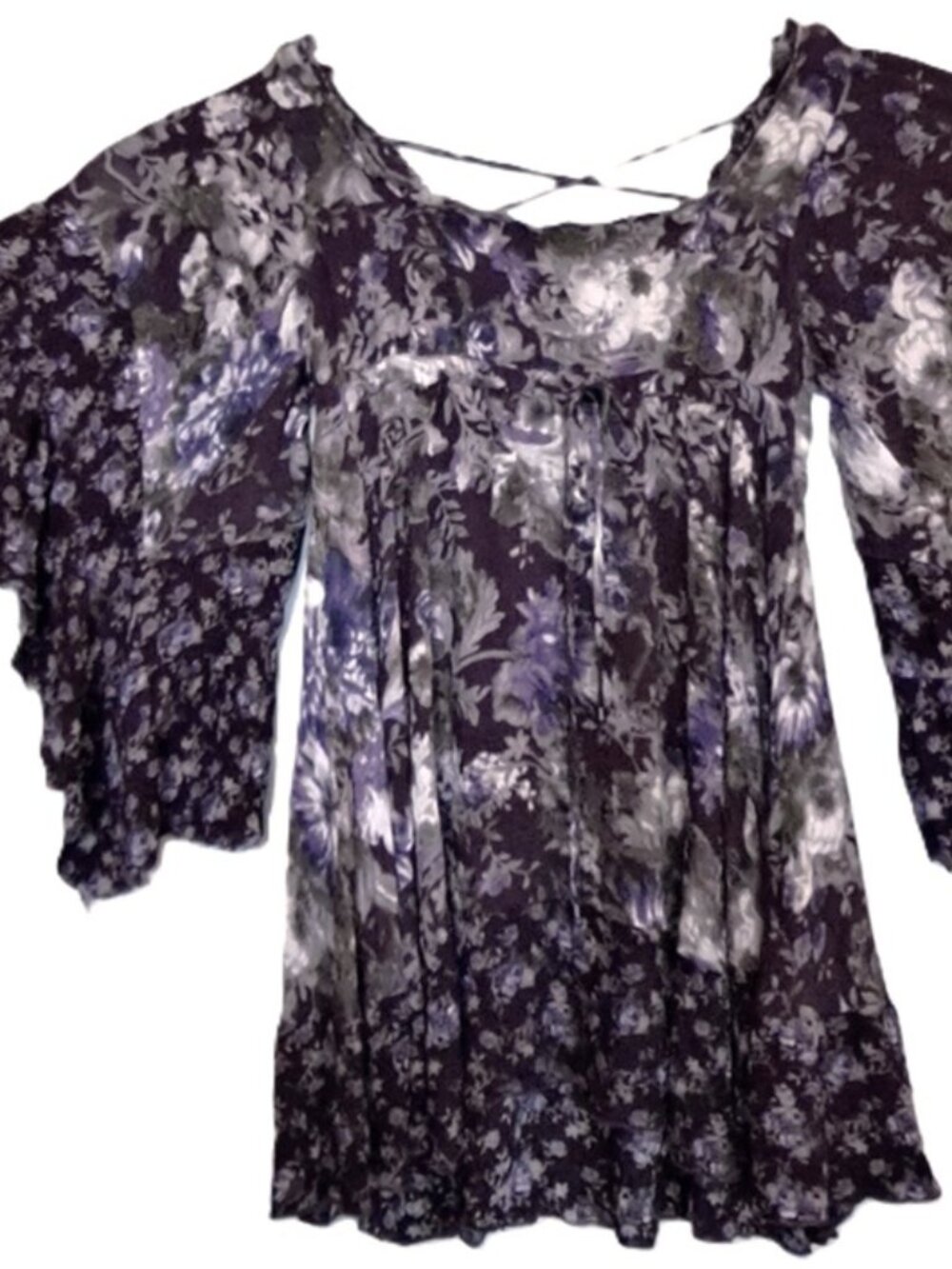 70s Style Purple Angel Sleeve Minidress Free People 4/6
